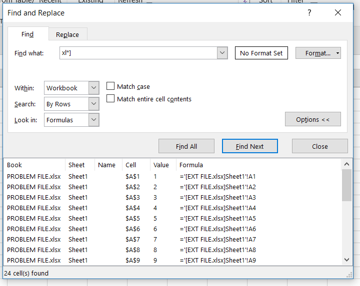 EXCEL CANNOT BREAK LINK A3